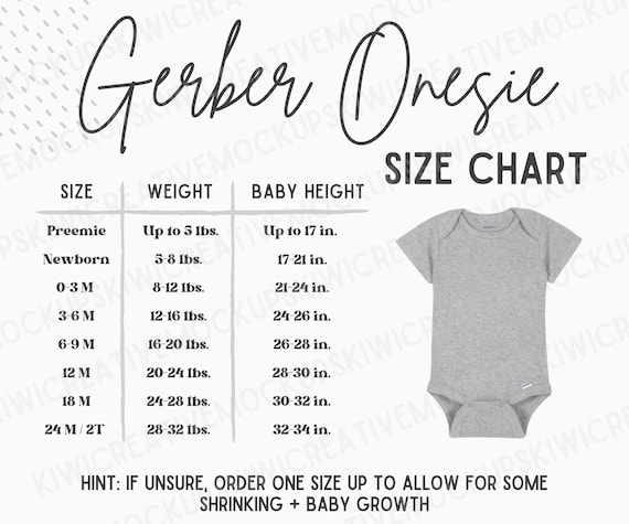 Gerber Onesie Size Chart Cute Baby Size Chart Infant Etsy