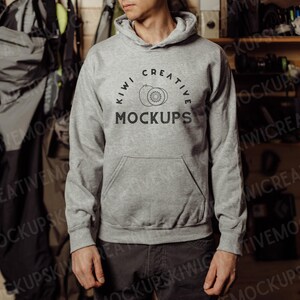 Gildan 18500 Grey Hoodie Mockup Man, Father&#39;s Day Hoodie Model, Male Model Sweatshirt, Hoodie Mockups Males, Shirt Mockups for Men