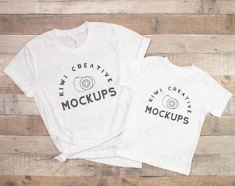 Mommy & Me Toddler T-Shirt Mockup, Bella Canvas 3001 White Family Mocks, BC 3001T Flat Lay Mock-Up, Mom and Child Mockup, Mother's Day