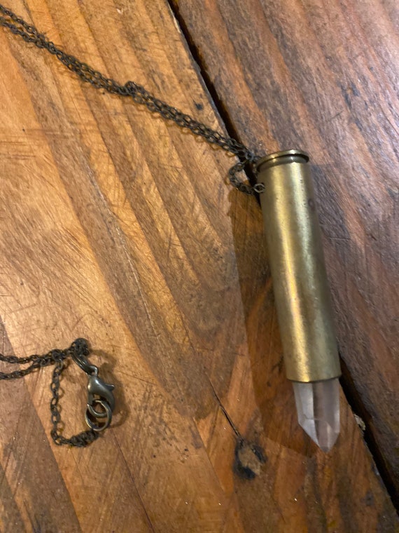 Bullet case crystal necklace