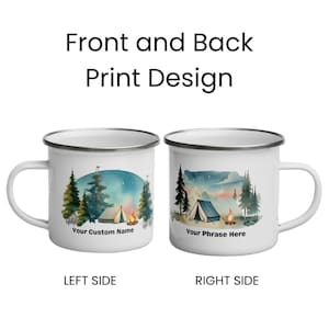 Personalized Mountain Camping Mug - Adventure Coffee Mug - Couple Gift - Group Gift Custom Name and Phrase