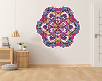 Yoga Kunst aan de muur, Mandala muurstickers, Lotus Bloem sticker, Indiase muur Decor, Mandala print