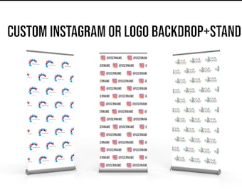 Logo-Hintergrund, personalisierter Instagram-Hintergrund, Roll-Up-Banner mit Ständer