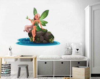 Fairy met lantaarn Muurstickers, Fairy decals, fairy wall art, Kinderkamer muur sticker, Baby meisje kamer decor