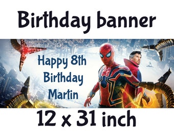 Marvel's Spider Man en Dr. Strange Gepersonaliseerde verjaardagsfeest banner met naam en leeftijd