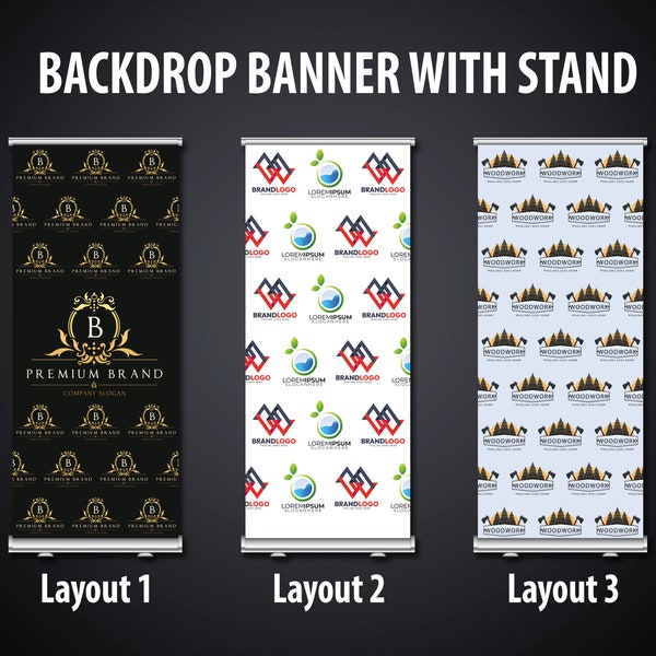 Logo backdrop, personalized business backdrop, roll up banner with stand