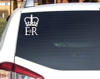 Koningin Elizabeth RIP, auto vinyl sticker Elizabeth 2 The Crown, Hare Majesteit Art
