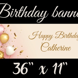 Personalised birthday party banner with name, gift for her, gift for him