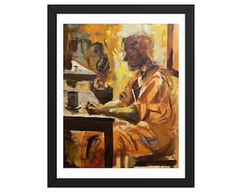 Momentos entre el Silencio (Enmarcado): Impresión de pintura figurativa emotiva, impresión de arte expresionista, retrato abstracto