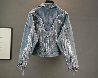 Fringe Denim Jacket - Etsy