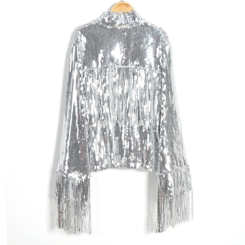 sequin tassel fringe jacket