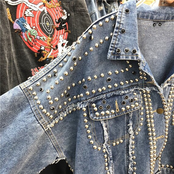Studded Denim Jacket Riveted Denim Coat 