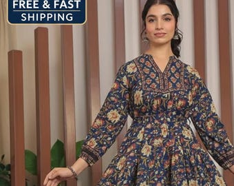 fitted lace wedding dress Green Floral Printed Bishop Sleeves Ethnic A-Line Maxi Dress  Gulab Chand  Trends