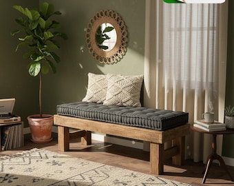 Custom Bench Cushion, Window Seat Cushion 4" Thick with handle - 100% velvet fabric