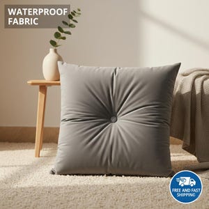 Velvet Tufted Square Cushion, Button Seat Pillow, Home Decor, Custom Size Available