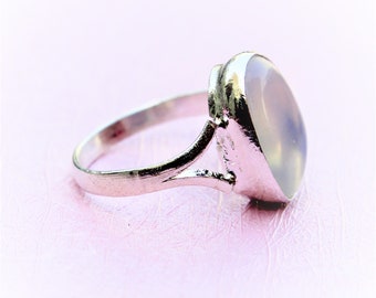 Moonstone Solitaire Supreme Finish Ring in Stainless Steel with Platinum Colour Tone