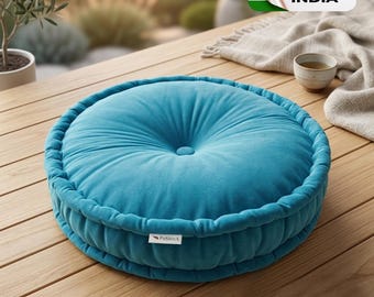 Cojín de suelo de terciopelo personalizado: Puf de meditación con mechones