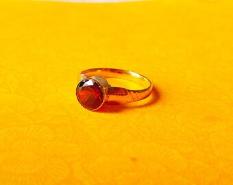 Anello Solitario Rubino in Ottone con Placcatura Oro