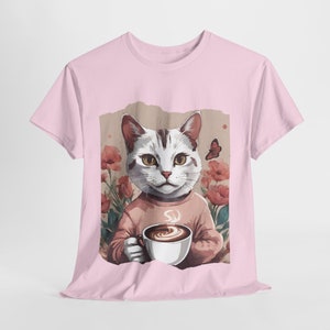 Coffee Lover Cat T-shirt  A Unique Style Statement for Cat and Coffee Enthusiasts