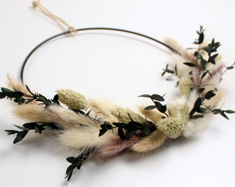 Trockenblumentürkranz, Flower Hoop Loop, Metallring, Wohnaccessoire für zu Hause, Wanddeko