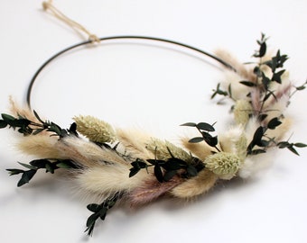 Dried flower door wreath, flower hoop loop, metal ring, home accessory for the home, wall decoration