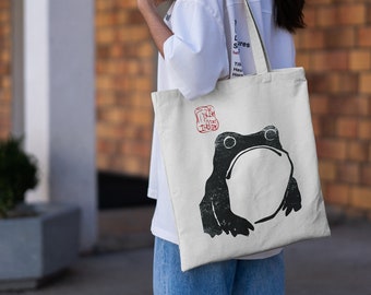 Matsumoto Hoji Frog Tote Bag | Cotton Tote Bag | Canvas Tote Bag | Aesthetic Tote Bag | Shopping Bag | Art Bag | Eco Friendly Bag | Japanese