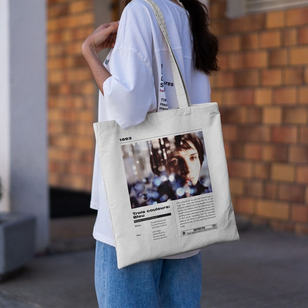 Three Colors Blue Tote Bag | Movie Tote Bag | Cotton Tote Bag | Canvas Tote Bag | Aesthetic Tote Bag | Shopping Bag | Art Bag | Grocery Bag