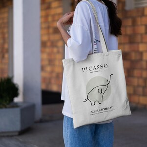 Pablo Picasso Elephant Tote Bag | Cotton Tote Bag | Canvas Tote Bag | Aesthetic Tote Bag | Shopping Bag | Art Bag | Eco Friendly Bag