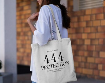 444 Engelszahl Tragetasche | Tragetasche aus Baumwolle | Spiritual Tote Bag | Aura Zahlen Tasche | Canvas Einkaufstasche | Ästhetische Einkaufstasche | Einkaufstasche