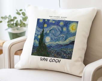Van Gogh The Starry Night Cotton Pillow Cover | Pillow Case | Modern Home Decor | 17x17 Pillow Cover | Decorative Pillow | Boho Decor | Gift