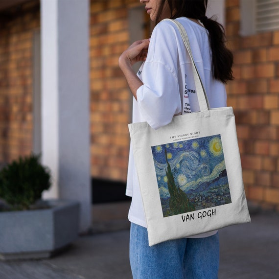 Van Gogh Cotton Canvas Tote Bag aesthetic beach bag, book lover Gift