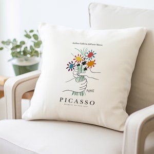 Picasso Bouquet of Peace Cotton Pillow Cover | Pillow Case | Modern Home Decor | 17x17 Pillow Cover | Decorative Pillow | Boho Decor |Unique