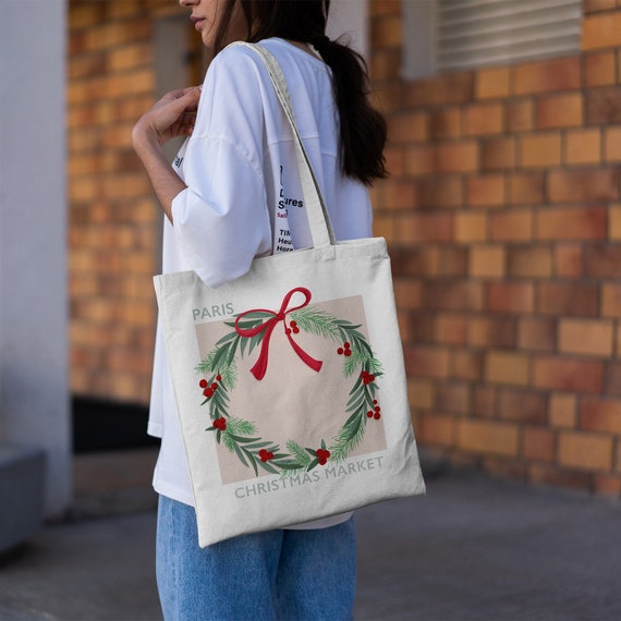 Christmas Tote Bag Christmas Gift Paris Tote Bag Shoulder Bag Canvas Tote Bag Aesthetic Tote Bag Shopping Bag Gift for Her Etsy Ireland