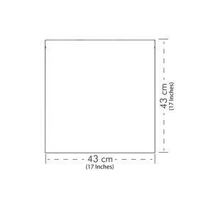 May include: A square-shaped white frame with black lines outlining the edges. The frame measures 17 inches by 17 inches.