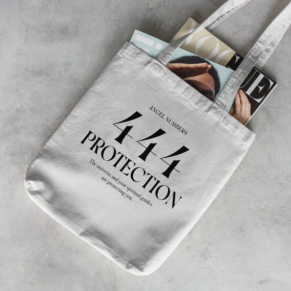 444 Angel Number Tote Bag | Cotton Tote Bag | Spiritual Tote