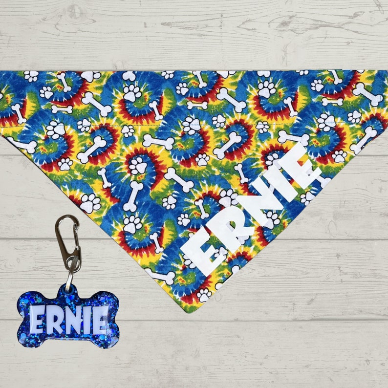 Personalized Dog Name Tag and Dog Bandana Set Etsy