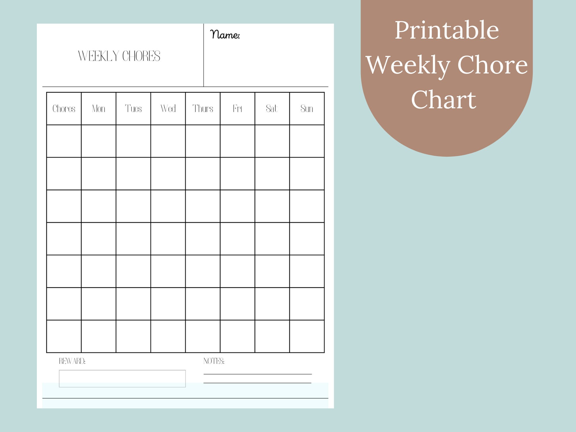 Minimalist Chore Chart for Kids Printable Chore Chart Digital Chore ...