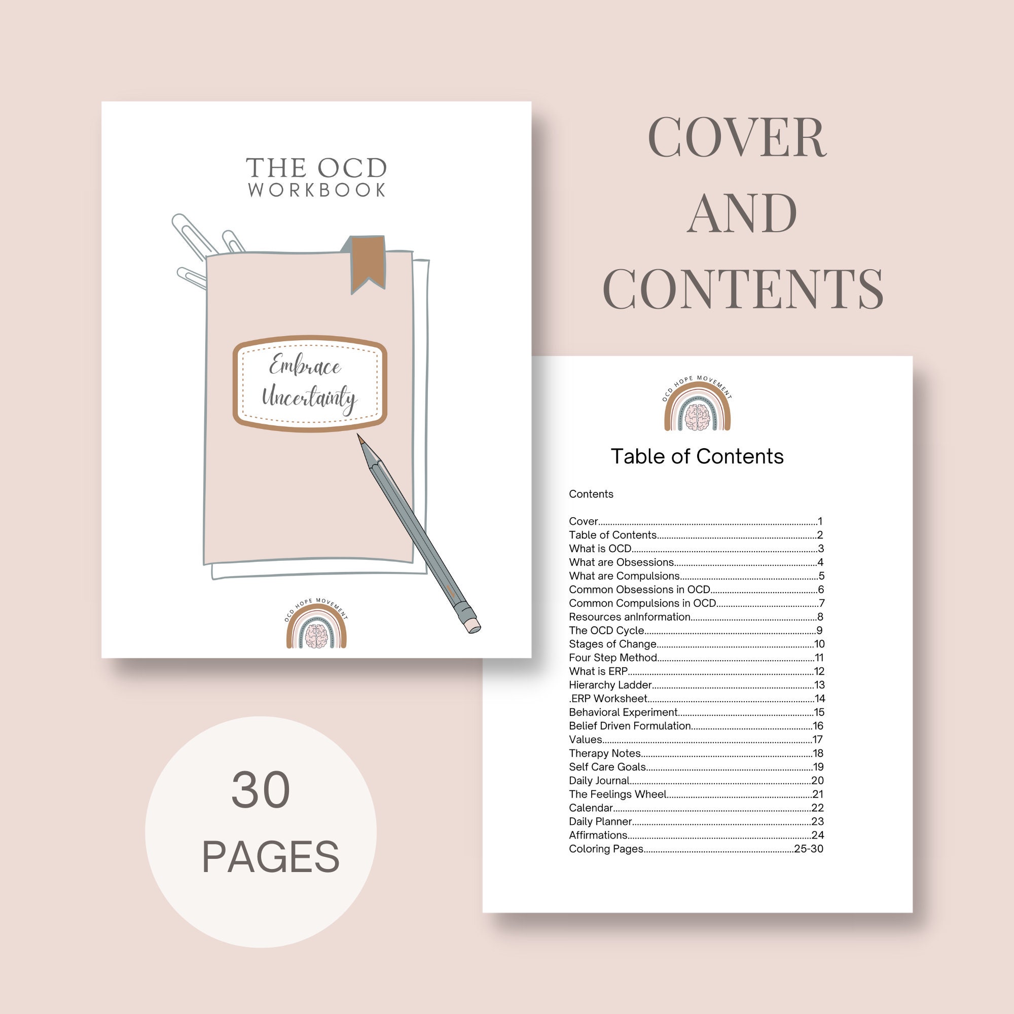 Ocd erp workbook anxiety workbook printable workbook etsy