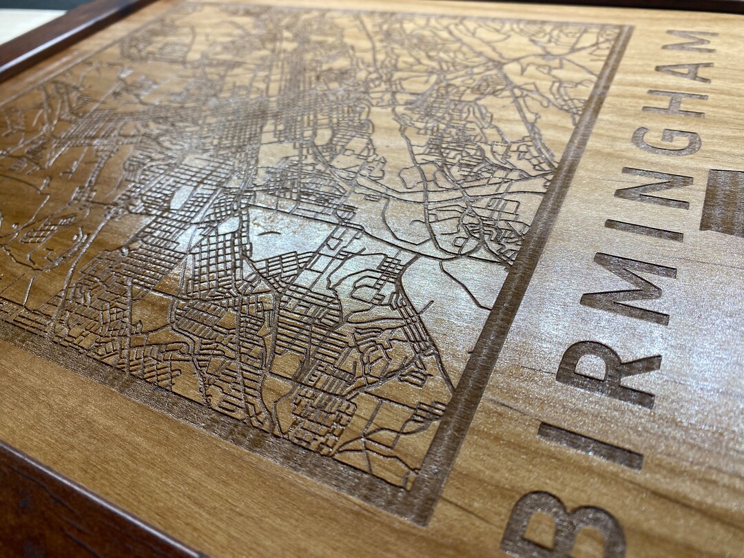 Custom Engraved City Map Wood City Map Framed City Wall Art Hometown