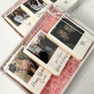 Personalised Polaroid Photo Biscuit Gift Box | Engagement Gift Wedding Favours Valentines Day Mothers Day Fathers Day Bridesmaid Proposal |