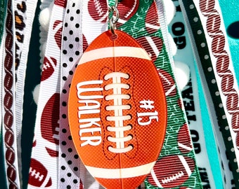 Football bag tassel, sports bag charm, football bag charm, bag tassel, sports bag tassel, personalized bag charm, football charm