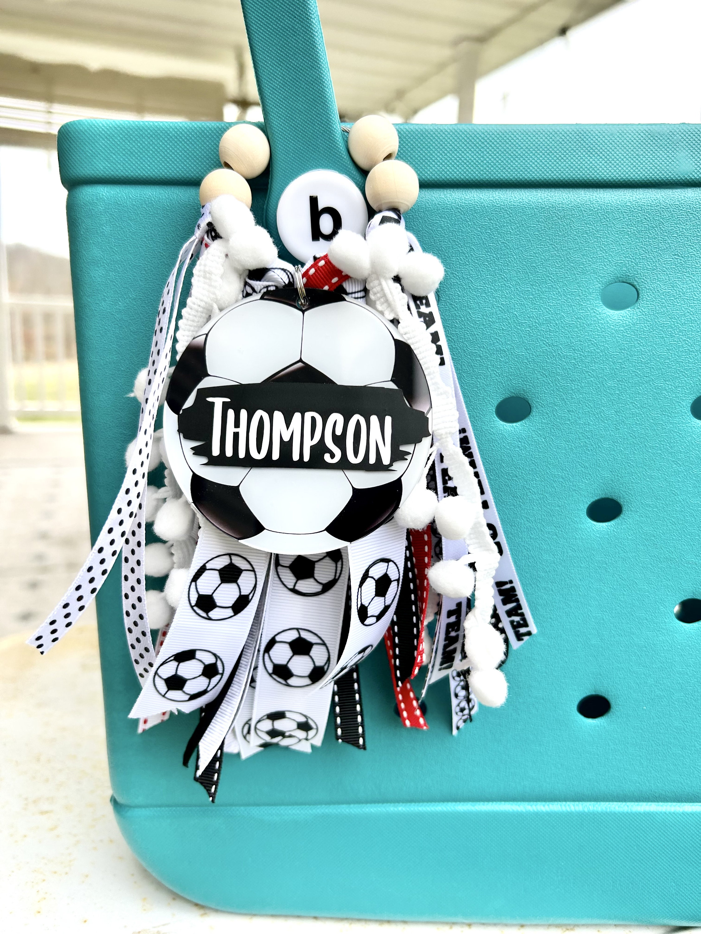 Soccer bag tassel, sports bag charm, soccer bag charm, acrylic bag tassel, sports bag tassel, personalized bag charm, soccer mom charm