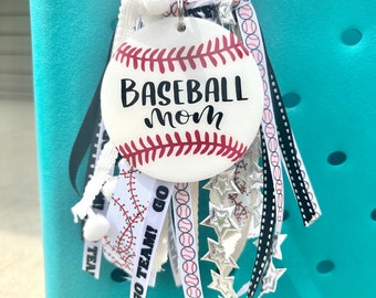 Baseball bag tassel, sports bag charm, baseball bag charm, acrylic bag tassel, sports bag tassel, personalized bag charm, baseball mom charm