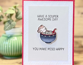 Miso Happy Birthday Card: Handmade Greeting Card