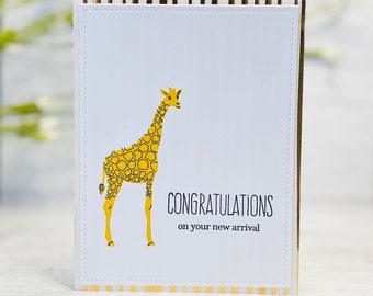 Giraffe Congratulations Card: Handmade New Arrival Card