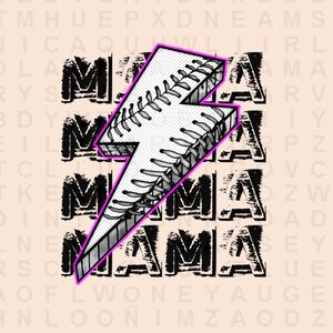 Digitale PNG-Datei Baseball T-Ball Mama gestapelt Distressed Lightning Bolt Mom druckbare Wasserrutsche Eisen auf Sublimation Design SOFORTIGER DOWNLOAD