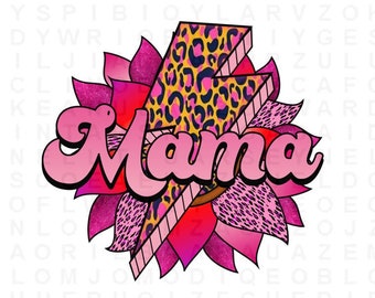 Mama PNG Image, Mama Pink Heart Lightning Bolt Valentine Design, Sublimation Designs Downloads, PNG File