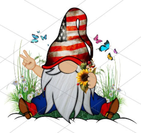 4th July Gnome PNG Clipart Patriotic Cute Gonk Image Sign Independence Day Decal Tumbler Sublimation Digital Watercolor Graphics Waterslide