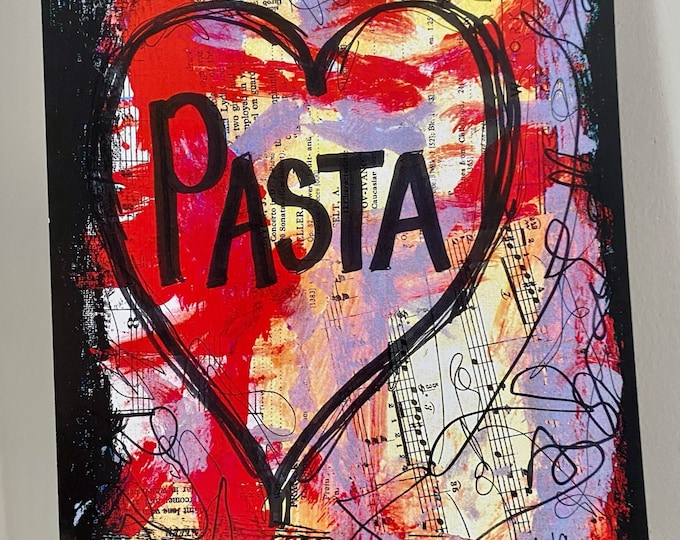 Pasta painting art music food artwork Italian foodie culture gift home Italy theme travel wall art kitchen restaurant chef cook present