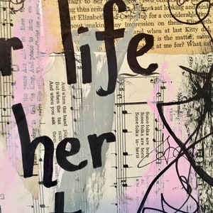 ARTIST Her life is her art canvas feminist girl power women empowerment gift arts feminism wall art hand painted music book handmade image 4